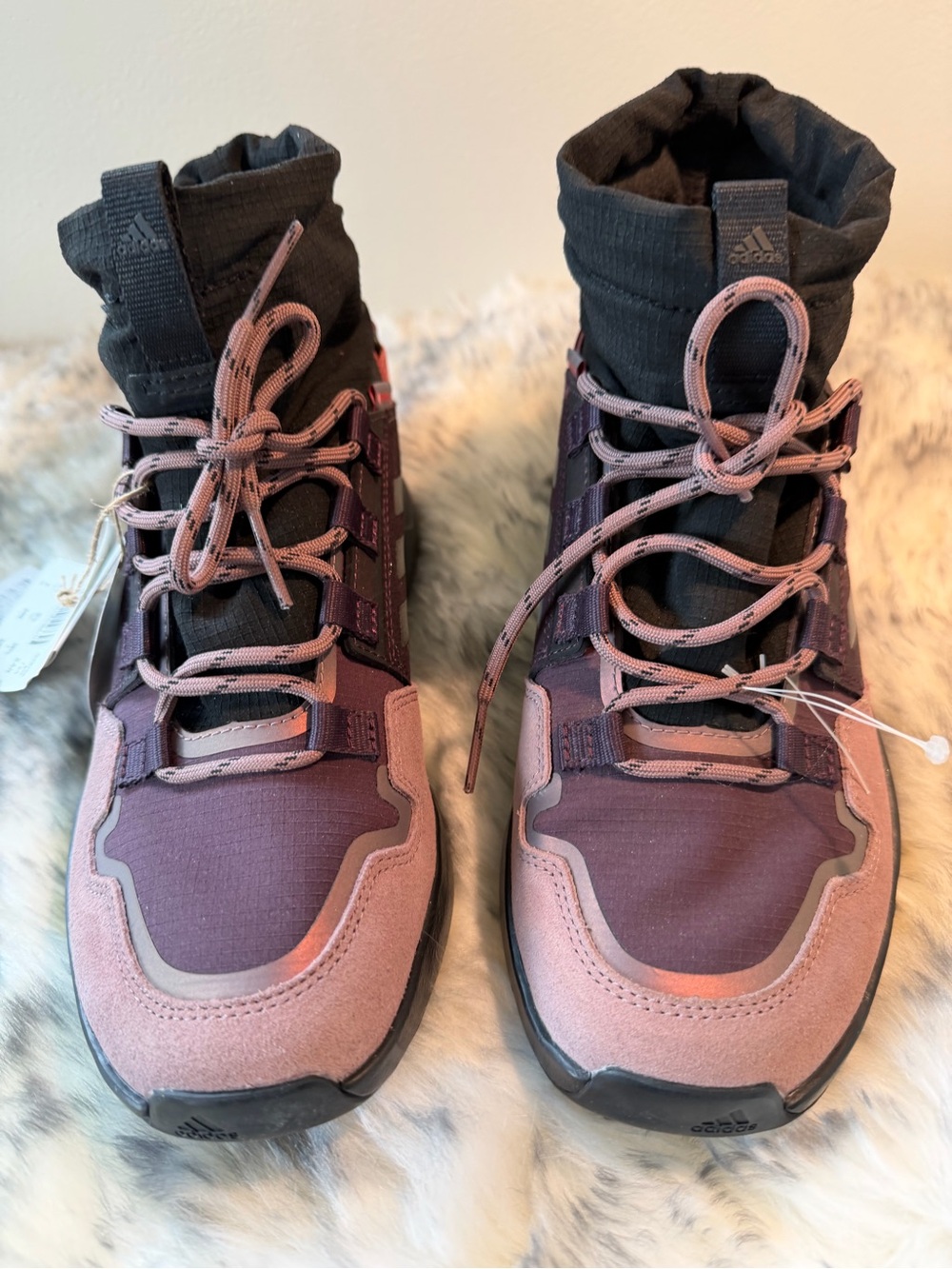 adidas Pink and Purple High-Top Trail Sneakers